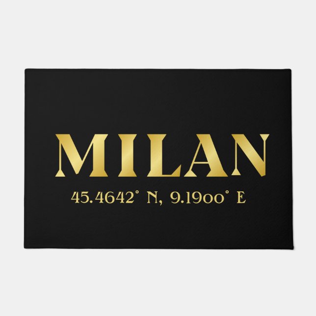 Felpudo Lux Gold Milan Latitude & Longitude Black (Anverso)