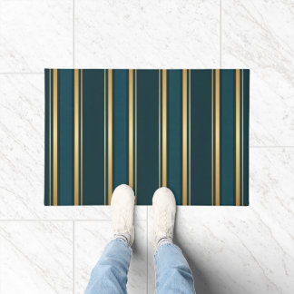 Felpudo Luxury Blue Green Gold Stripe Gift Wrap Pattern