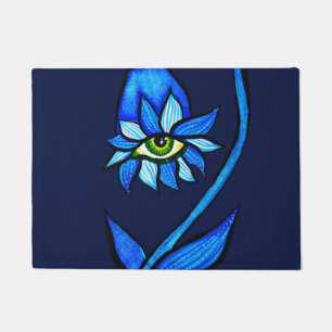 Felpudo Macabre Witchy Eye Flower Creepy Spooky Blue