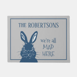 Felpudo Mad March Hare Rabbit Blue Gray Funny Personalizad