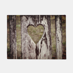 Felpudo Madera con Corazón Tallado