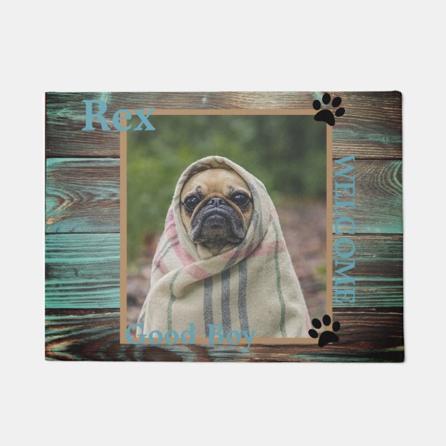 Felpudo Madera de fotos de perros Personalizado (Anverso)