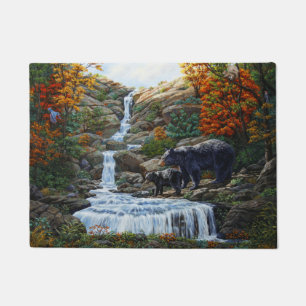 Felpudo Madre de oso negro y cascada