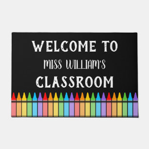 Felpudo Maestra Bienvenida Crayons Door Mat