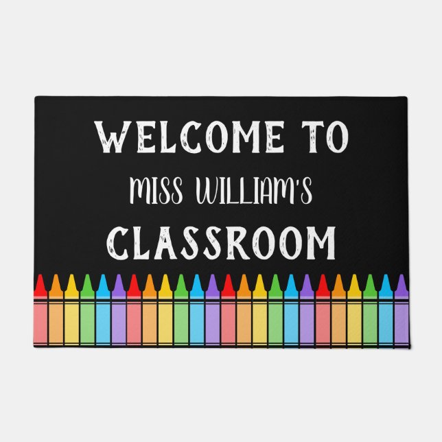 Felpudo Maestra Bienvenida Crayons Door Mat (Anverso)