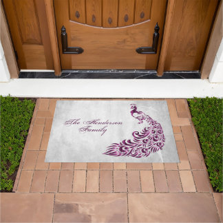 Felpudo Magenta Peacock Personalizado Dote Mat