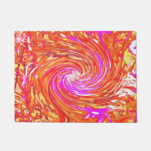 Felpudo Magenta Retro y Remolino Floral de Colores de Otoñ