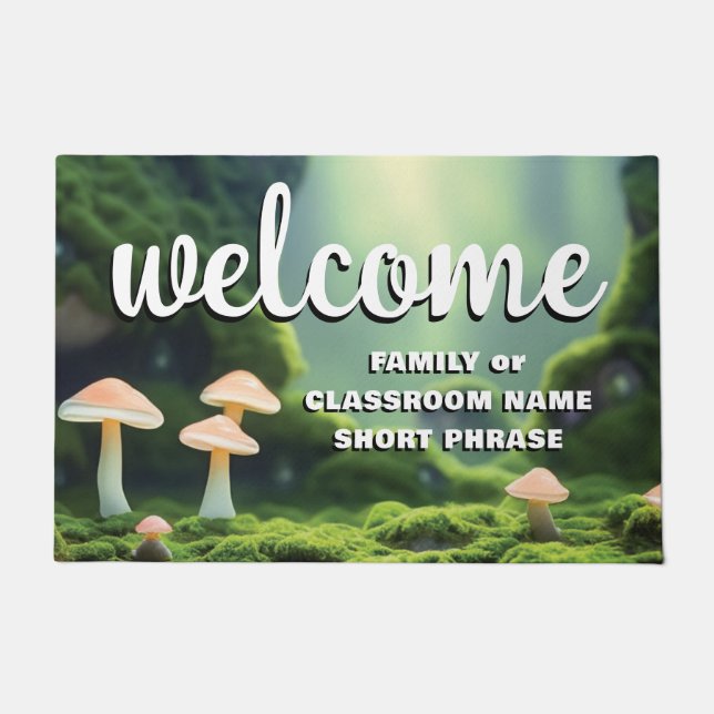 Felpudo Magic Mushroom Fairytale Forest Moss Trees Natural (Anverso)