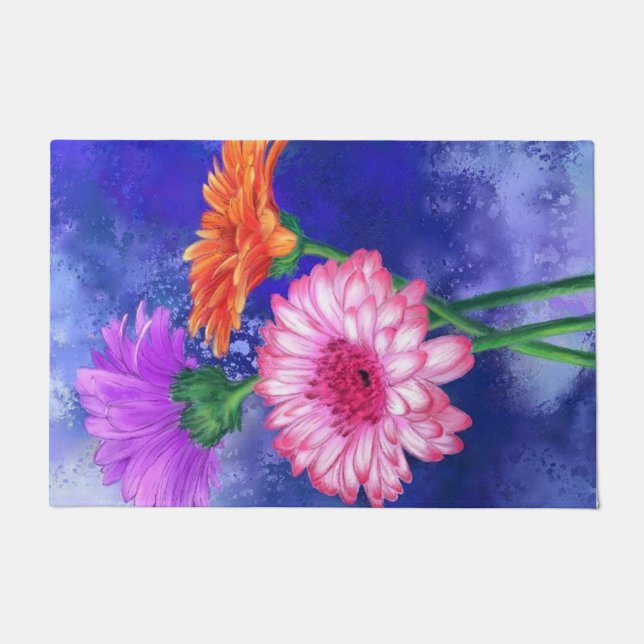 Felpudo Magnífico cuadro de tres colores Gerberas Doormat (Anverso)