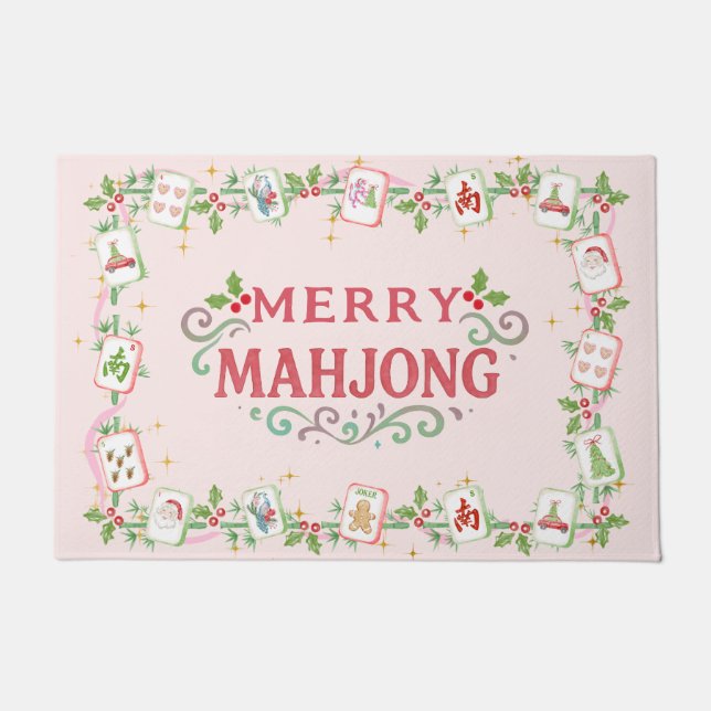 Felpudo Mahjong Navideño Alegre (Anverso)