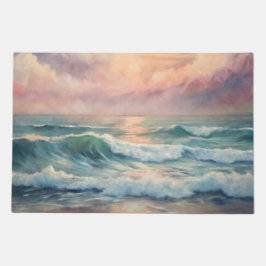 Felpudo Majestic Ocean Sunset Waves Acuarela Costa