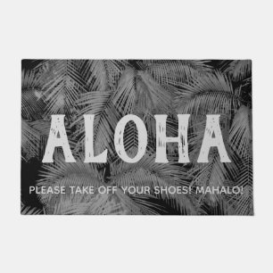 Felpudo Makana Palmas Tropical Hawaiano deja a Aloha Gray
