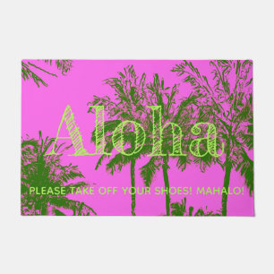 Felpudo Makena Beach Hawaiian Sketchy Palms Aloha