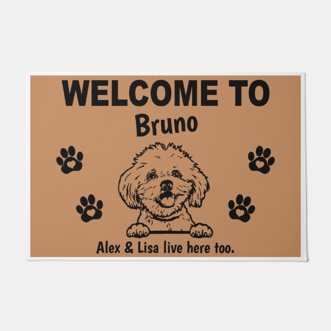 Felpudo Maltese Dog Welcome Home Personalized Custom (Anverso)
