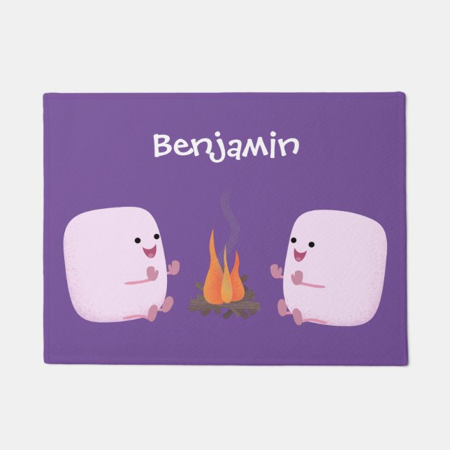 Felpudo Malvaviscos rosados por personalizado de bomberos  (Anverso)