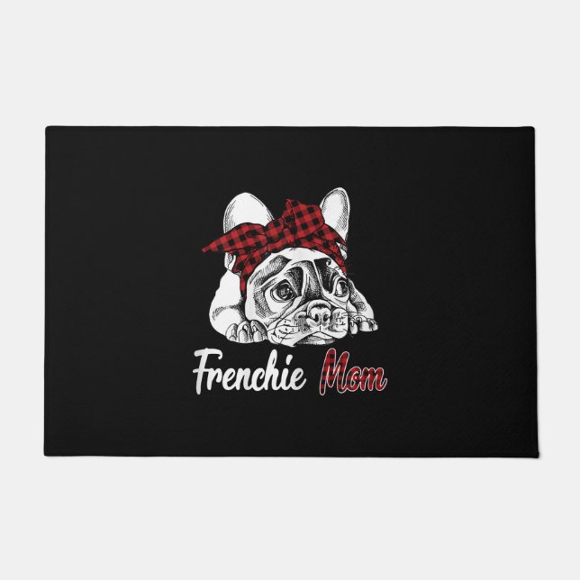 Felpudo mamá frenchie | bulldog francés con yeso rojo (Anverso)