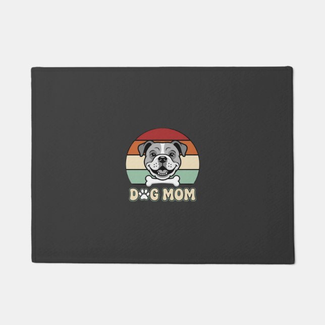 Felpudo Mamá Perro Retro Vector Bulldog (Anverso)