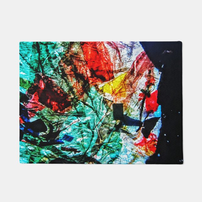 Felpudo Mamáes de la puerta abstracta azul oscuro, hogar a (Anverso)