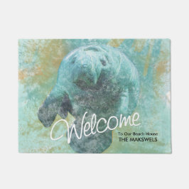 Felpudo Manatee Painting Beach House Bienvenida Mat