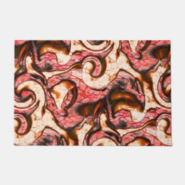 Felpudo Manchas rojas y coralinas abstractas de estilo woo