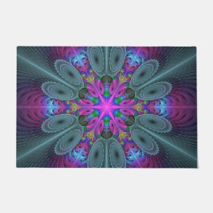 Felpudo Mandalá desde el centro Arte fractal colorido con