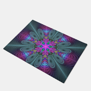 Felpudo Mandalá desde el centro Arte fractal colorido con
