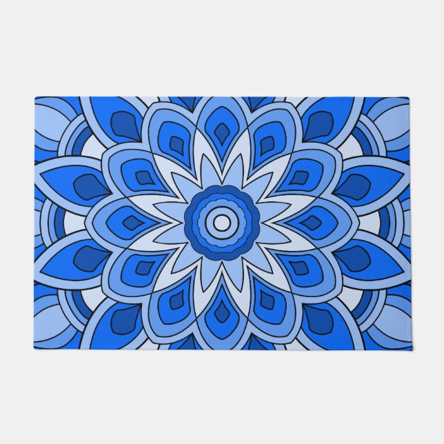 Felpudo Mandala en azul (Anverso)