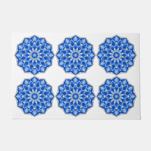 Felpudo Mandala en azul (Anverso)