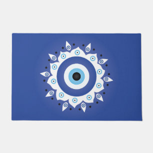 Felpudo Mandala griega malvado Ojo Azul Blanco