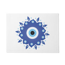 Mandala griega malvado Ojo Azul Blanco