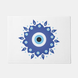 Felpudo Mandala griega malvado Ojo Azul Blanco