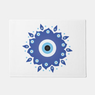 Felpudo Mandala griega malvado Ojo Azul Blanco