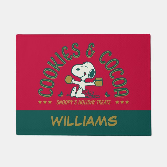 Felpudo Maní | Cookies y cacao de Snoopy | Añadir su nombr (Anverso)