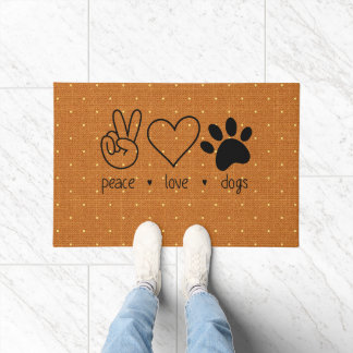 Felpudo Mano de Paz Amor Corazón  Pata de Perros Hogar Lin