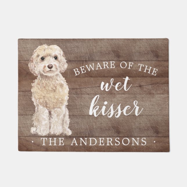 Felpudo Mano de puerta personalizada de perro de Cockapoo  (Anverso)