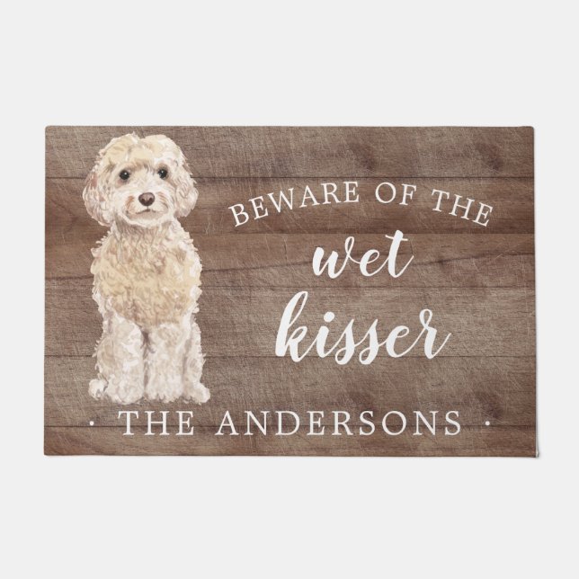 Felpudo Mano de puerta personalizada de perro de Cockapoo  (Anverso)