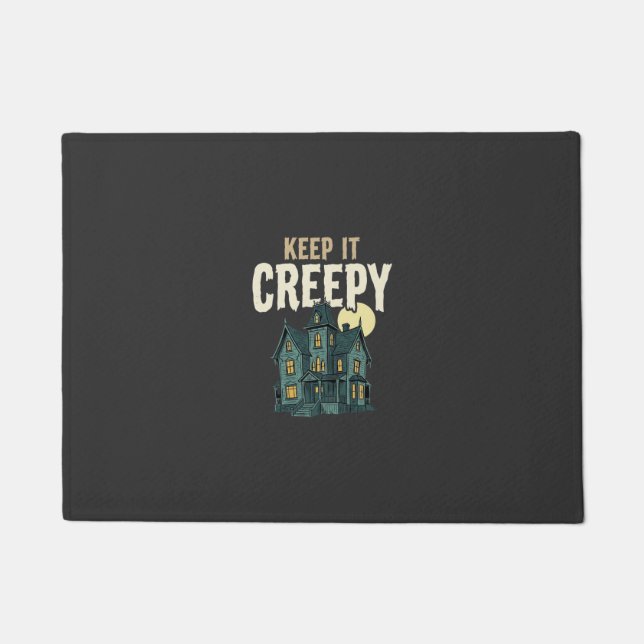 Felpudo Mantenga la Casa Embrujada de Halloween Diseño Esp (Anverso)