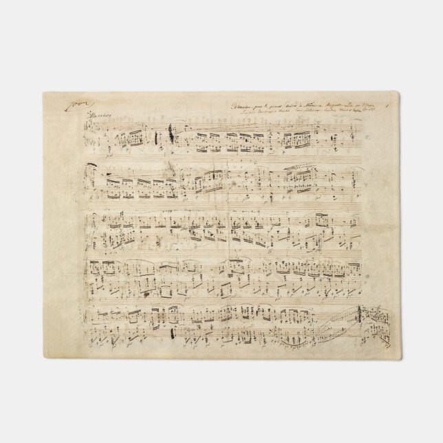 Felpudo Manuscrito de Chopin de música de hojas antiguas (Anverso)