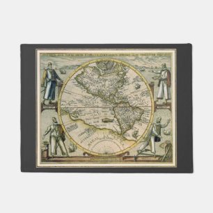 Felpudo Mapa Antiguo, 1596, América Sive Novus Orbis