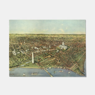 Felpudo Mapa antiguo con vista panorámica de Washington DC
