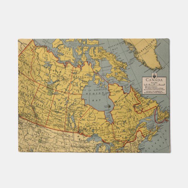 Felpudo Mapa antiguo de Canadá (Anverso)