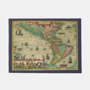 Felpudo Mapa Antiguo del Mundo Antiguo de las Américas por
