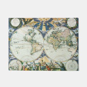 Felpudo Mapa Antiguo del Mundo Antiguo por Pieter Goos, 16