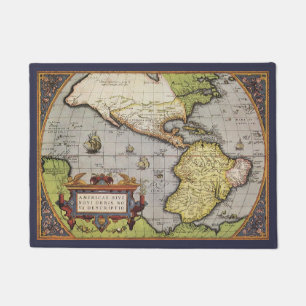 Felpudo Mapa Antiguo del Mundo Las Américas por Abraham Or