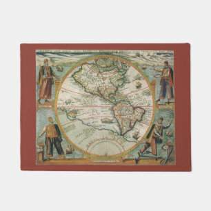 Felpudo Mapa antiguo del Nuevo Mundo de las Américas, Theo