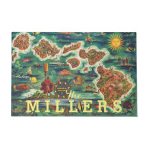 Mapa de 1950 de la pintura al óleo de Hawaii Josep