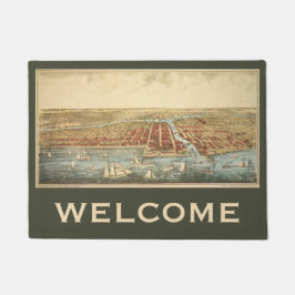 Felpudo Mapa de antigüedades de Chicago, calle LaSalle y r