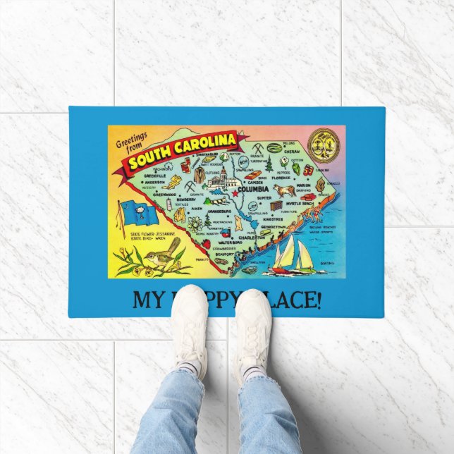 Felpudo Mapa de Carolina del Sur 24x36 (Interior)