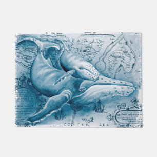 Felpudo Mapa de cosecha azul Humpbacks