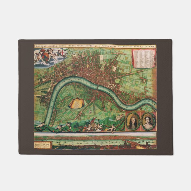 Felpudo Mapa de la calle antigua de Londres, de Johannes d (Anverso)